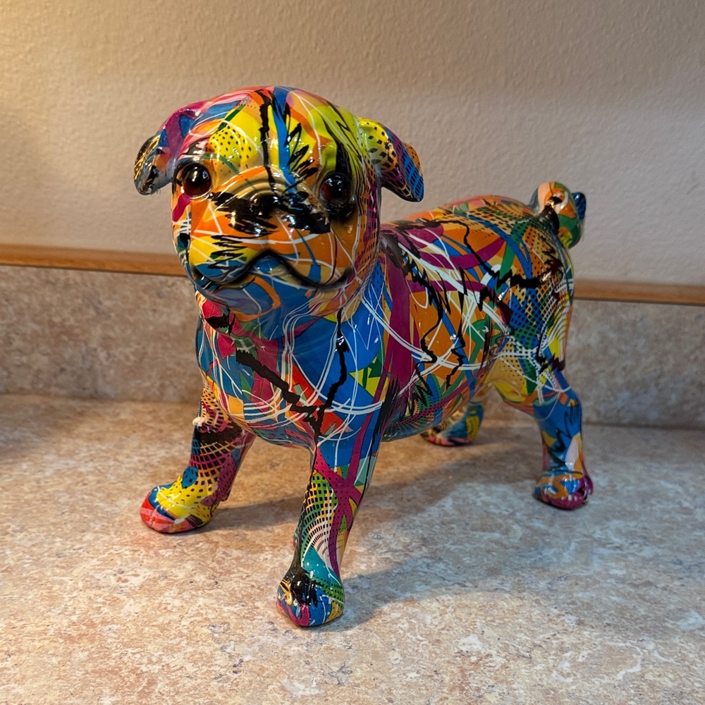Colorful Abstract Pug Figurine